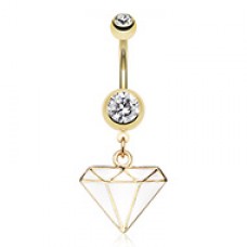 Golden Diamond Cut Belly Button Ring