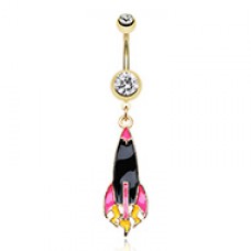 Golden Rocket Ship Belly Button Ring