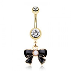 Golden Ribbon Bow Belly Button Ring