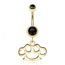 Golden Heart Brass Knuckle Belly Button Ring