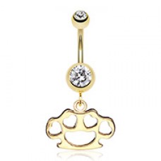 Golden Heart Brass Knuckle Belly Button Ring
