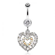 Double Layered Sparkling Heart Belly Button Ring