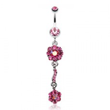 Dazzling Flower Blossom Belly Button Ring