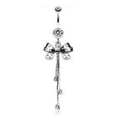 Glistening Polka Dots Bow-Tie Belly Button Ring