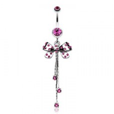 Glistening Polka Dots Bow-Tie Belly Button Ring