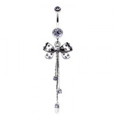 Glistening Polka Dots Bow-Tie Belly Button Ring