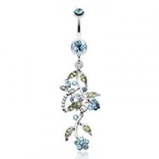 Romantic Vines with Flowers Belly Button Rings