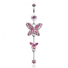 Precious Butterfly Sparkle Belly Button Ring