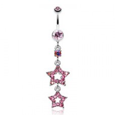 Jeweled Star Drop Belly Button Ring