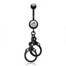Blackline Handcuff Sparkle Belly Button Ring