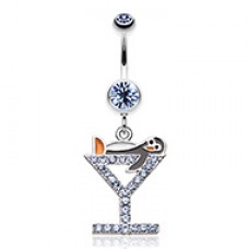 Happy Penguin Hour Martini Belly Button Ring