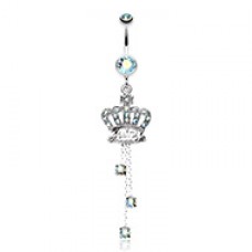 Royal Crown Sparkle Belly Button Ring