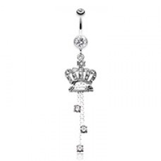 Royal Crown Sparkle Belly Button Ring