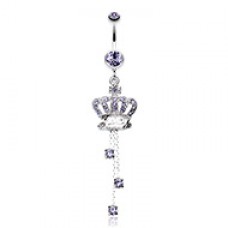 Royal Crown Sparkle Belly Button Ring