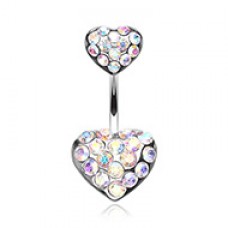 Brilliant Double Hearts Belly Button Ring