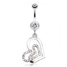 Twinkling Double Heart Belly Button Ring