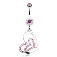 Twinkling Double Heart Belly Button Ring
