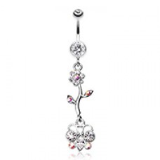 Butterfly Flower Blossom Belly Button Ring