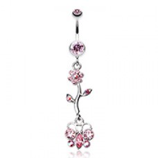 Butterfly Flower Blossom Belly Button Ring