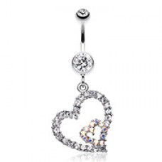 Precious Hearts Sparkle Belly Button Ring
