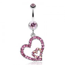 Precious Hearts Sparkle Belly Button Ring