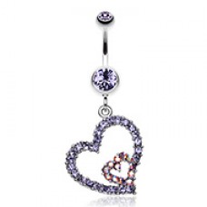 Precious Hearts Sparkle Belly Button Ring