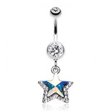Crystal Star Prism Belly Button Ring