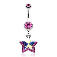 Crystal Star Prism Belly Button Ring
