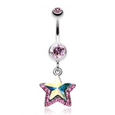 Crystal Star Prism Belly Button Ring