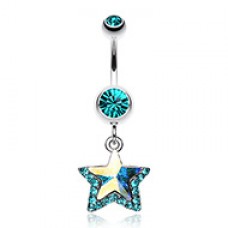 Crystal Star Prism Belly Button Ring