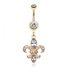Golden Fleur de Lis Belly Button Ring