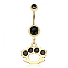 Golden Brass Knuckle Sparkle Belly Button Ring