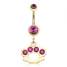 Golden Brass Knuckle Sparkle Belly Button Ring