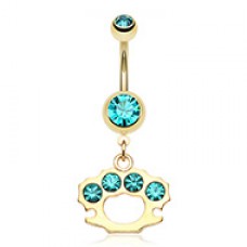 Golden Brass Knuckle Sparkle Belly Button Ring