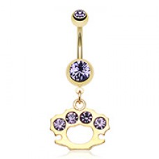 Golden Brass Knuckle Sparkle Belly Button Ring