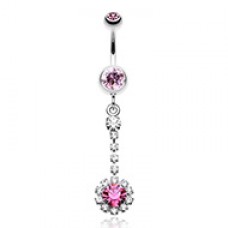 Dangling Gem Drop Belly Button Ring
