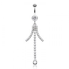 Elegant Bejeweled Cascading Belly Button Ring