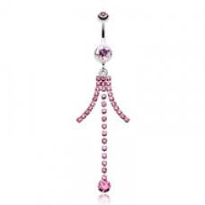 Elegant Bejeweled Cascading Belly Button Ring