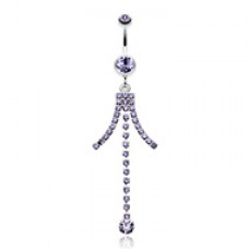 Elegant Bejeweled Cascading Belly Button Ring