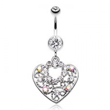 Sparkling Precious Heart Belly Button Ring
