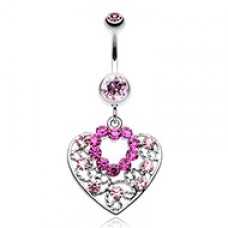 Sparkling Precious Heart Belly Button Ring