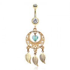 Golden Heart Dream Catcher Belly Button Ring