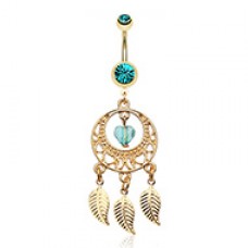 Golden Heart Dream Catcher Belly Button Ring