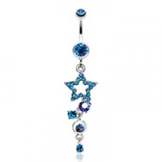 Star Sparkle Gem Curve Dangle Belly Button Ring