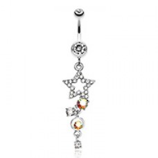 Star Sparkle Gem Curve Dangle Belly Button Ring