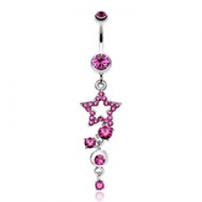 Star Sparkle Gem Curve Dangle Belly Button Ring