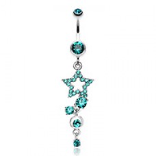 Star Sparkle Gem Curve Dangle Belly Button Ring
