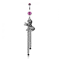 Bow-Tie Gem Drop Belly Button Ring