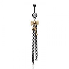 Blackline Gold Bow-Tie Lock & Key Belly Button Ring
