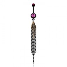 Blackline Fallen Angel Wing Chain Tassel Belly Button Ring